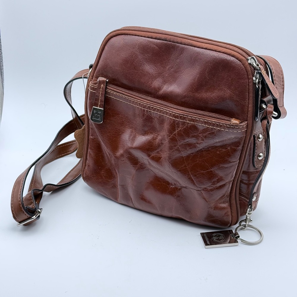 Giani‎ Bernini Brown Genuine Leather Crossbody Purse Adjustable Strap